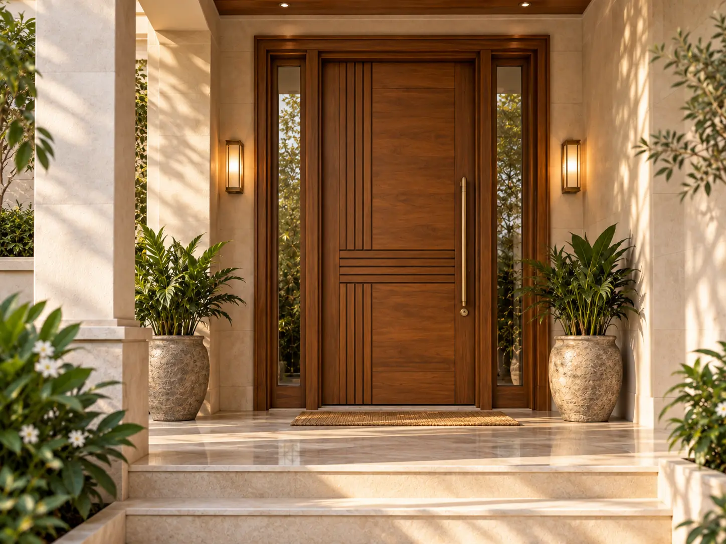 Heritage carved solid wood double main door concept for luxury residence