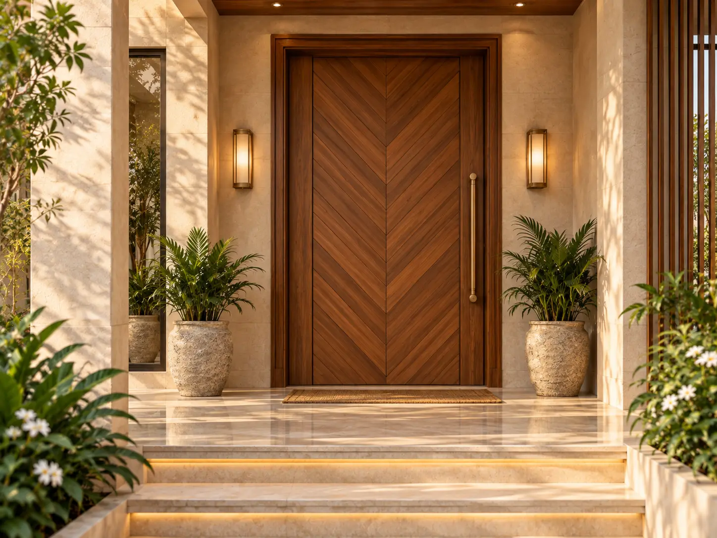 modern wooden front door design idea for Indian home